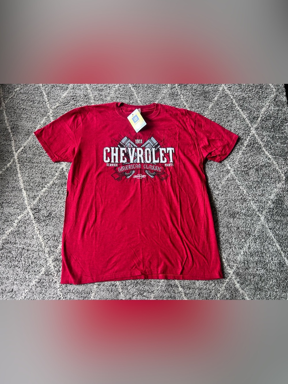 Men’s  Red Chevrolet Chevy Graphic Tee American Classic Car Auto Show T Shirt XL